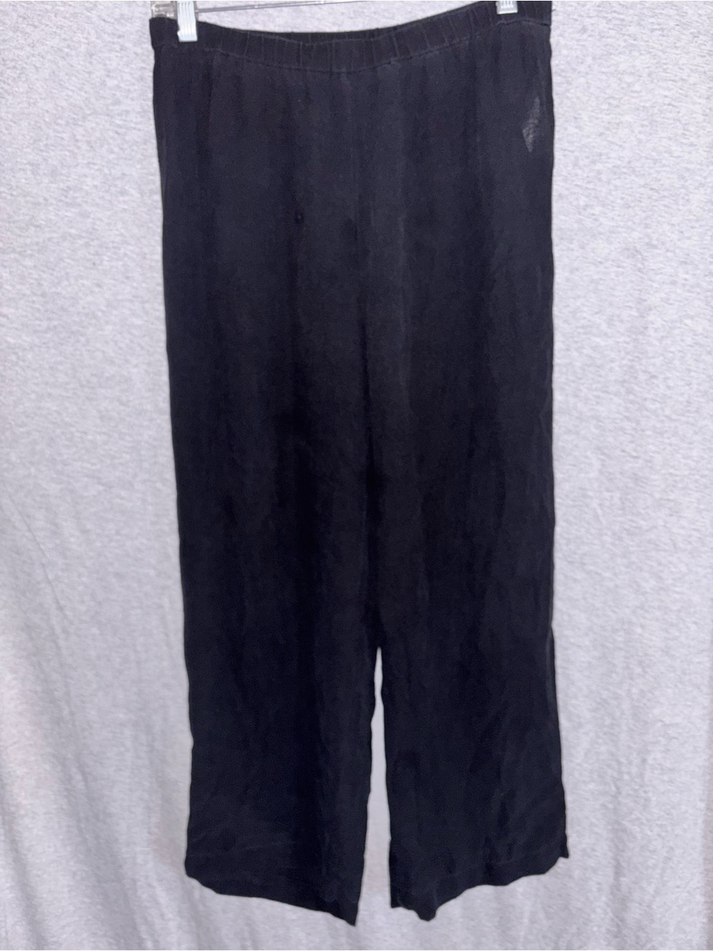 Eileen Fisher Black Wide-Leg Women’s %100 Silk Elastic Waist Pants